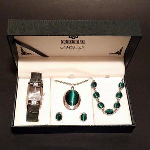 ✨HOST PICK!✨ Women's Watch & Jewelry Set, Silver-tone, Green Stones